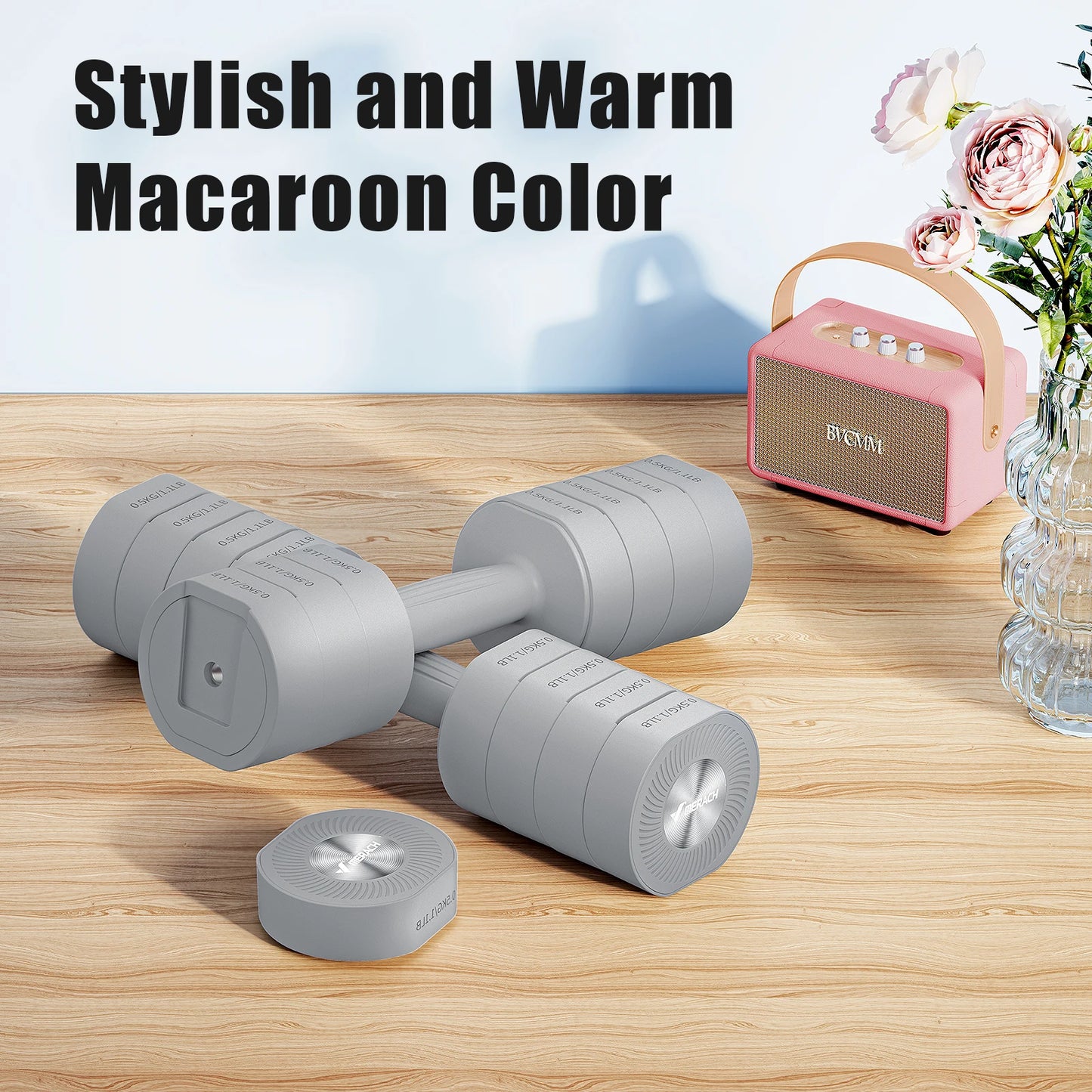 Adjustable Dumbbell Set of 2, 4 in 1 Hand Weights for Women at Home, Free Weights Dumbbells Each 2.2Lb 4.4Lb 6.6Lb 8.8Lb