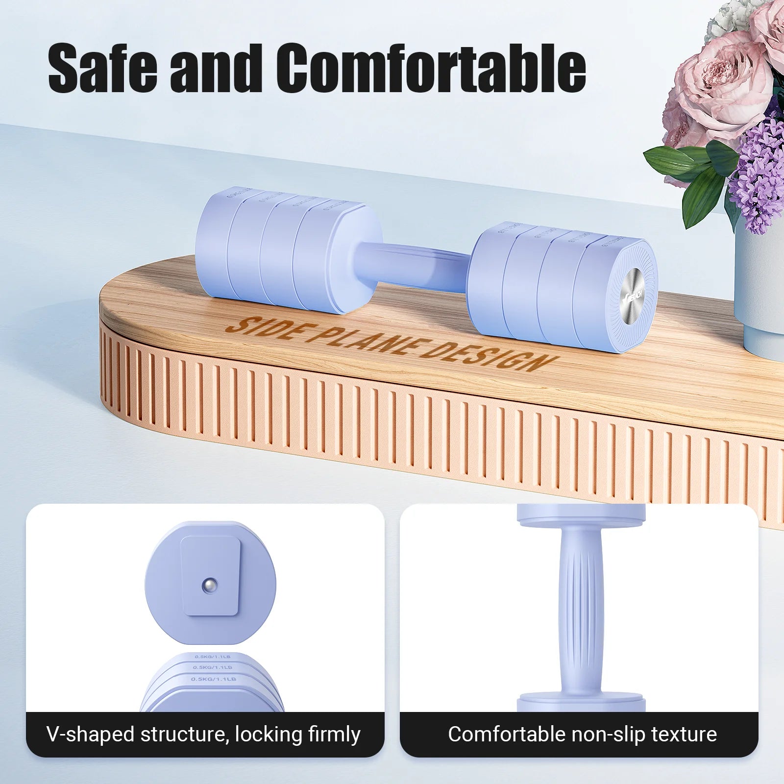 Adjustable Dumbbell Set of 2, 4 in 1 Hand Weights for Women at Home, Free Weights Dumbbells Each 2.2Lb 4.4Lb 6.6Lb 8.8Lb