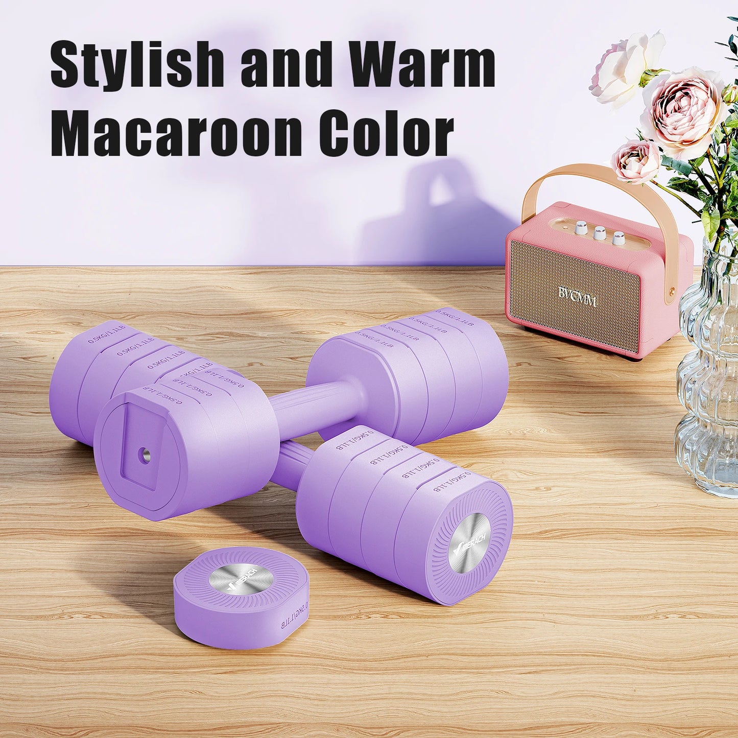 Adjustable Dumbbell Set of 2, 4 in 1 Hand Weights for Women at Home, Free Weights Dumbbells Each 2.2Lb 4.4Lb 6.6Lb 8.8Lb