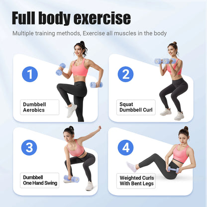 Adjustable Dumbbell Set of 2, 4 in 1 Hand Weights for Women at Home, Free Weights Dumbbells Each 2.2Lb 4.4Lb 6.6Lb 8.8Lb