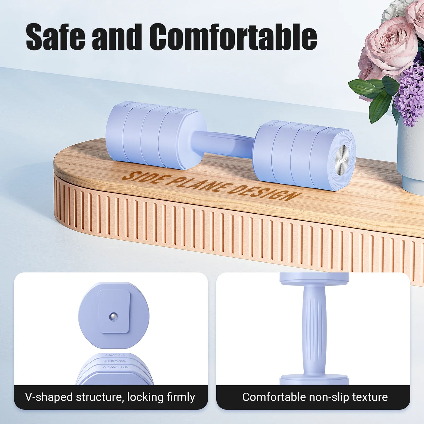 Adjustable Dumbbell Set of 2, 4 in 1 Hand Weights for Women at Home, Free Weights Dumbbells Each 2.2Lb 4.4Lb 6.6Lb 8.8Lb