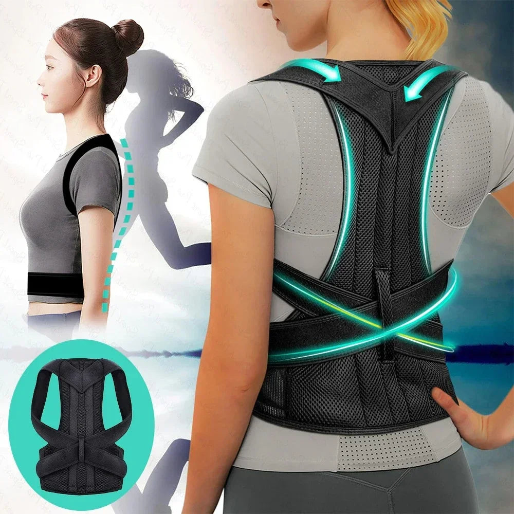 comfy brace posture corrector:Achieve Posture with Adjustable, Breathable Polyester Posture Corrector - Universal Fit for Pain Relief 