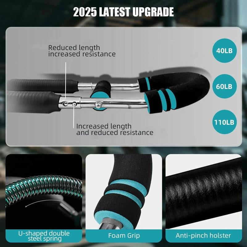 Arm Trainer, 60-110Lb Adjustable Chest Workout Equipment, Arm Trainer, Arm Strength Trainer, Portable Power Twister Bar,Portable Spring Resistance for Home Workout Equipment Weight Lifting Straps